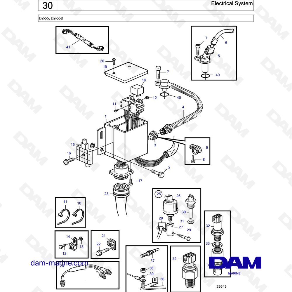 Spare parts and exploded views for Volvo Penta D255